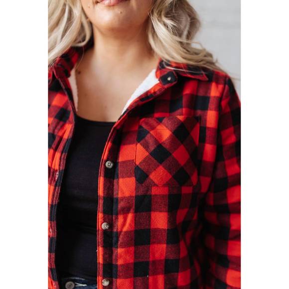 NEW NINEXIS campfire buffalo plaid jacket in black/red - Picture 2 of 3